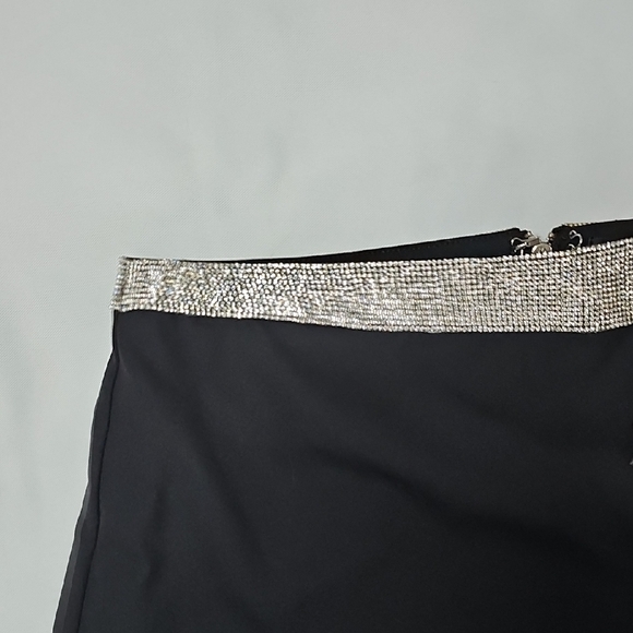 White Fox Boutique Black Mini Skirt with Silver Trim - Picture 5 of 7